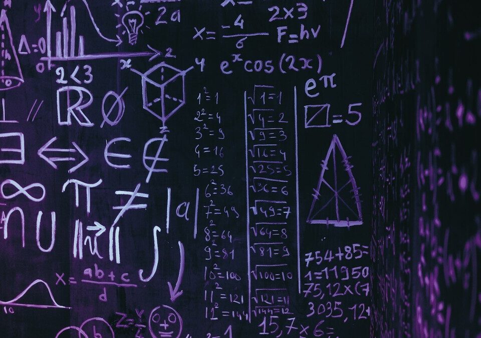 Quadro com fórmulas matemáticas complexas